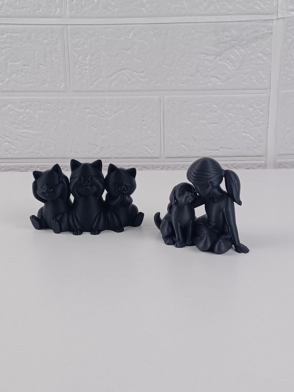 Black Girl and Dog Figurine Decorative Sculpture